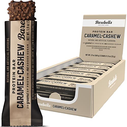 Barebells Protein Bars Caramel Cashew - 12 Count, 1.9oz Bars - Protein Snacks with 20g of High Protein - Low Carb Protein Bar with No Added Sugar - Perfect on The Go Low Carb Snack & Breakfast Bars