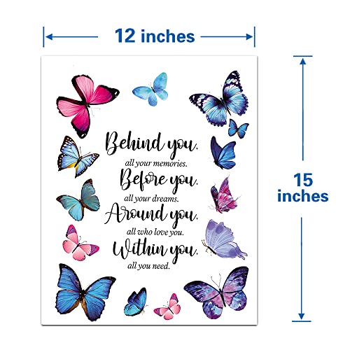 Butterfly Inspirational Quotes Canvas Wall Art Prints, Behind You All Your Memories Painting, Graduation Gifts For Daughter Birthday Gifts For Women Girls Friends. Read To Hang Framed 12X15 In #TOP6