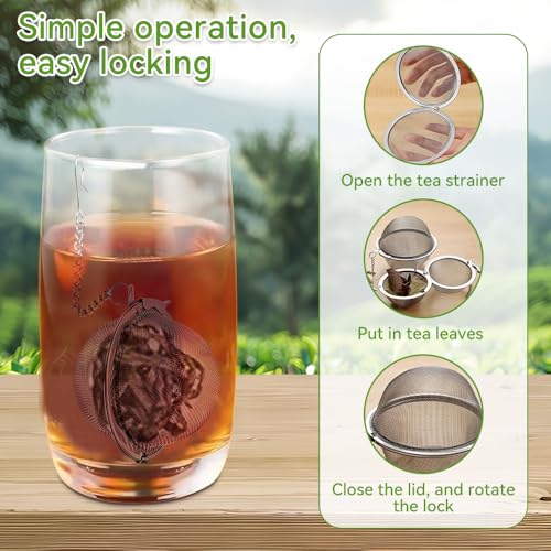 VGECEE 3 Stück Teesieb Edelstahl, Teeei für Losen Tee Tasse mit Kette Gewürzsieb Teekugel Tasse Tee Ei Sieb Gewürzkugel Teefilter Edelstahl Teebeutel Siebeinsatz,3 Größen, Ideal für Teekannen
