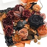 Ling's Moment Artificial Halloween Black Wedding Flowers Grand Combo for Wedding Bouquets Centerpieces Flower Arrangements Decorations - Vintage Orange & Black