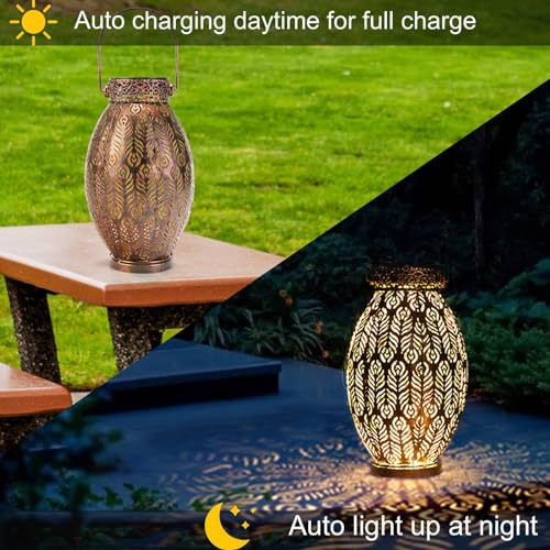 Pearlstar YF45110729 2 Pack Decorative Solar Lantern Lights For Hanging Or Table Outdoor Solar Light For Patio Yard Garden Lawn Landsape Lighting Waterproof, Gift For Wamen Men Mom,Copper thumb #1