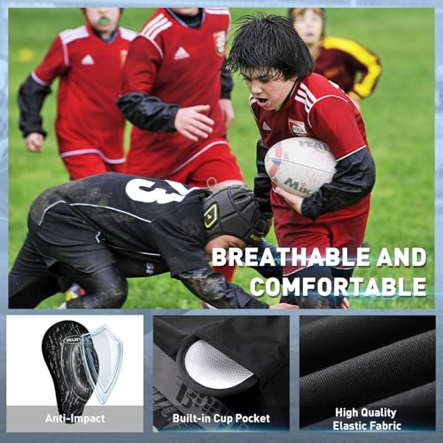 Runhit Boys Baseball Cup Underwear Football Cup Boxer Brief Youth Compression Shorts with Soft Protective Athletic Cup3