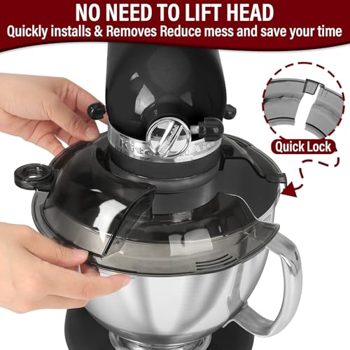 Image of Pouring Shield for KitchenAid Tilt Head 4.5-5QT Stainless Steel (Only),Safety Pouring Shield,Splatter Guard for kitchenaid mixer bowl,Kitchen Aid Stand Mixers (Transparent Black, for 4.5-5 QT)