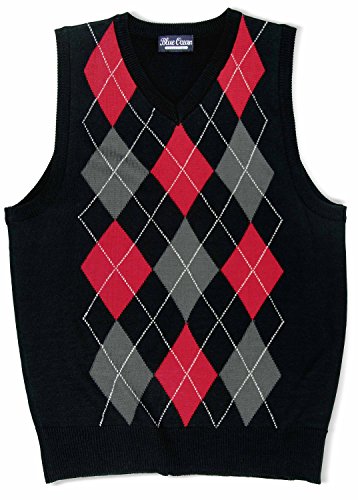 Blue Ocean Kids Argyle Sweater Vest-16/Large Black/Red