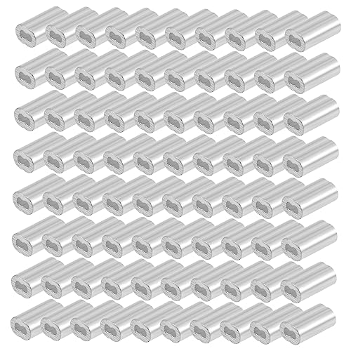 OSOLADY 100pcs 8-shaped Aluminum Sleeve Wire Rope Aluminum Sleeves Wire Rope Fittings Aluminum Sleeve for Wire Rope Aluminum Crimp Sleeves Aluminum Crimp Loop Sleeve Silver
