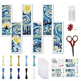 Kit de broderie complet:vous recevrez 6 pièce de tissu à broder avec un motif estampé de 20x6cm /8x2.4 pouces, suffisamment de fil à broder, 6 pièce de feutre autocollante pour recouvrir le dos, 2 pièces enfileurs, Aiguilles 6pcs, et des instructions détaillées