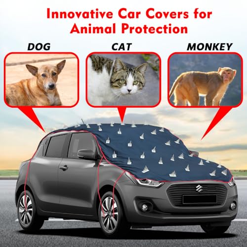 Image of AYSHU Water-Resistant Spike Car Cover for Hyundai Getz Prime - Protects from Dogs, Monkeys, Dust, Sunlight & UV - Full Roof Universal Fit