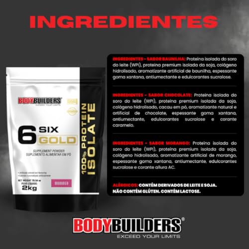 Whey Protein Isolado Six Gold Morango 2kg - Bodybuilders