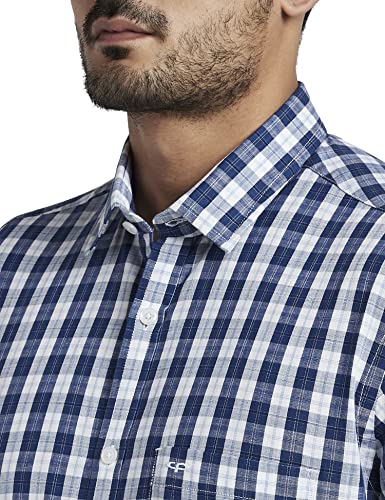 Image of Colorplus Men's Pure Cotton Checks Pattern Tailored Fit Spread Collar Full Sleeve Casual Shirt