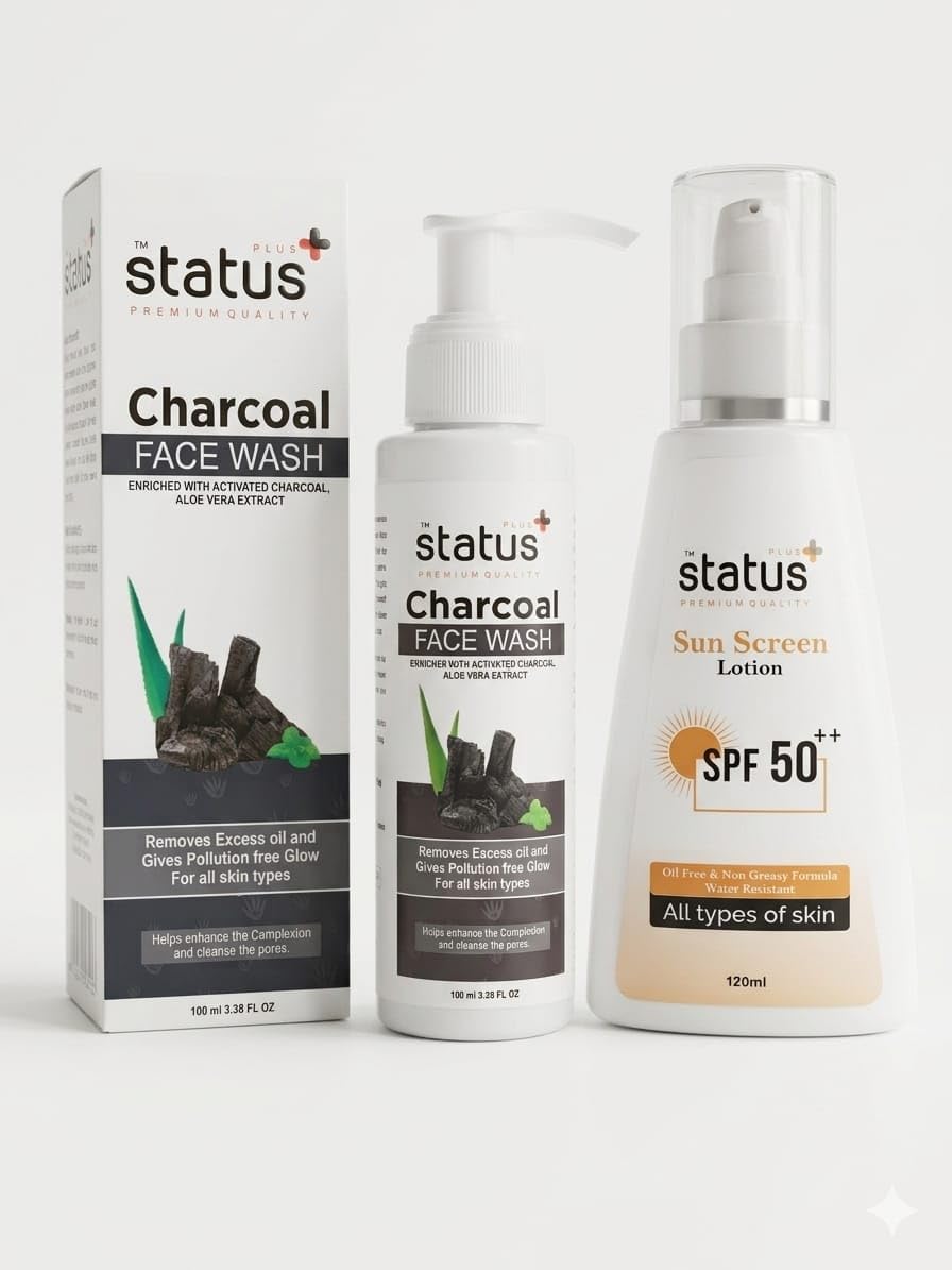 Charcoal Face Wash with SPF 50++ Sunscreen Lotion Combo | Deep Cleansing Face Wash with Activated Charcoal & Aloe Vera | Oil-Free, Non-Greasy Sun Protection | Suitable for All Skin Types-image-46