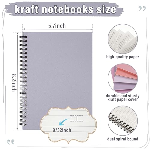Cahier à spirales A5 bloc-notes ligné avec couverture kraft 60 feuilles