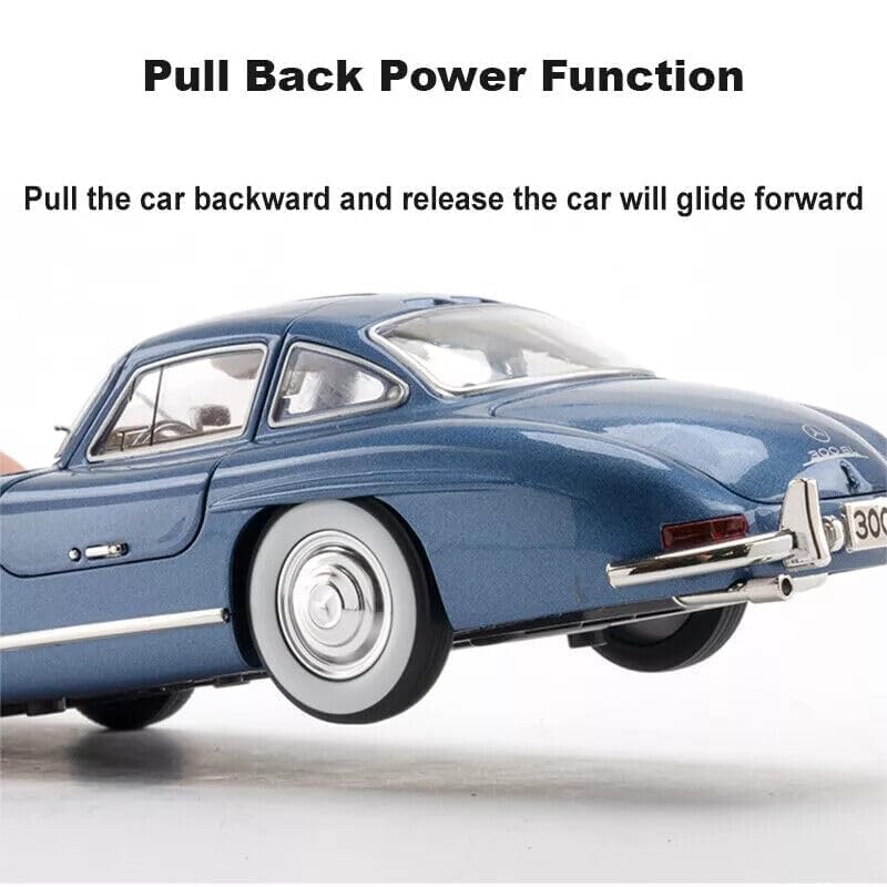 Image of BlackZone 1955 Mercedes-Benz 300sl Vintage Model, 1 /24 Toy Car with Sound and Light Function, Children's Toy Model Car with Pullback Function, Collector's Quality (1:24 Blue)