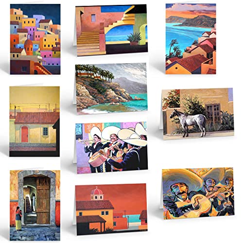 Image of Stonehouse Collection | Variety of 10 Mexico Note Cards | Mexico | USA Made | Set of 10 Blank Note Cards (Assorted)