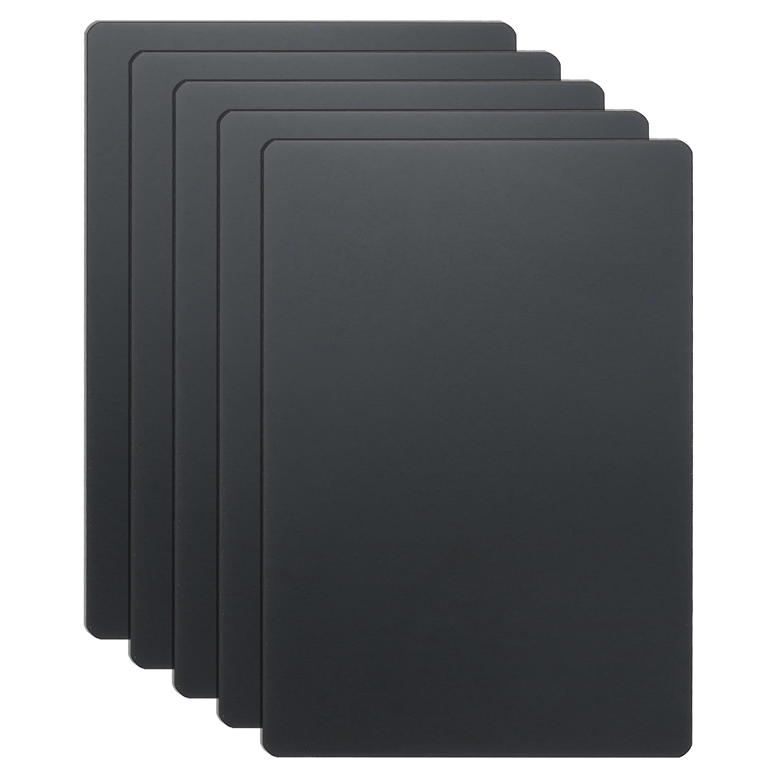 sourcing map 5pcs Metal Business Card 120 x 80 x 0.4mm 201 Stainless Steel Mirror Titanium Engrave Cards Custom Blank CNC Engrave Sheet for House Office DIY Gift Invitations, Black
