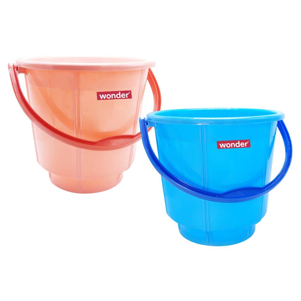 WONDERPlastic Prime Bucket Set, 2 Bucket, 5 Liters, Pink & Blue Color, Made in India