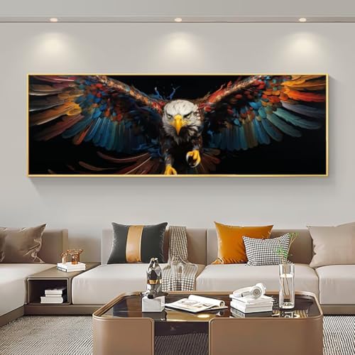 5D Kit Completo Pintura de Diamantes Águila Animal Grande 5D Diamond Art Mosaico Artesanía Kit, 5D Diamond Painting Pedrería Diamond Painting Accesorios Kit para Decor Hogar 35x100 cm/14x40 Inch M-633