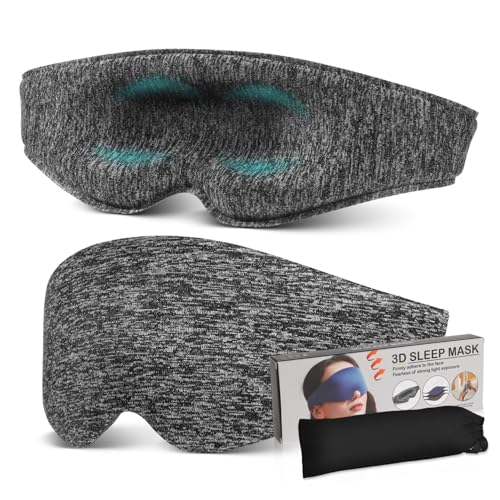 DINHEAROM 立体設計睡眠アイマスク 光遮断フルカバー 快適可能ストラップ 肌に優しい素材 使用長持ち 収納袋付き 就寝用まぶた覆い