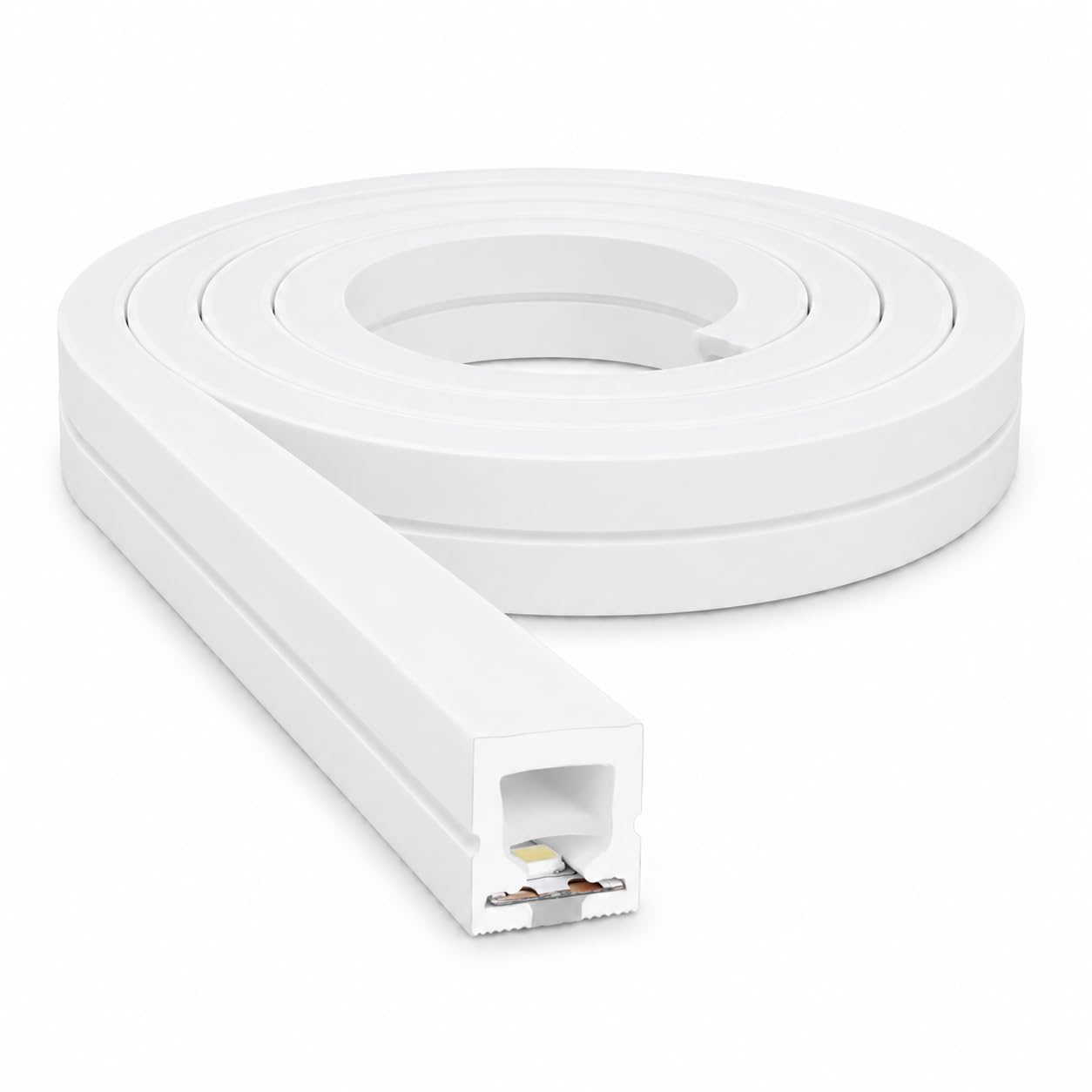 Liść | LumaFlex 1010 LED profil silikonowy Freecut taśma świetlna 5 m, ciepła biel 3000 K, 12 V DC, 696 lm/m, 10 x 10 mm, możliwość ściemniania, IP65, cielę do oświetlenia mebli