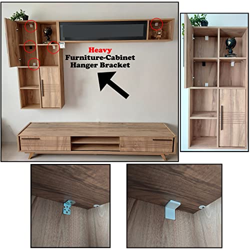 Yapikan 4Pcs White Heavy Duty Furniture Kitchen Cabinet Wall Mount Hanger Bracket 1.57X1.57 Inch thumb #1