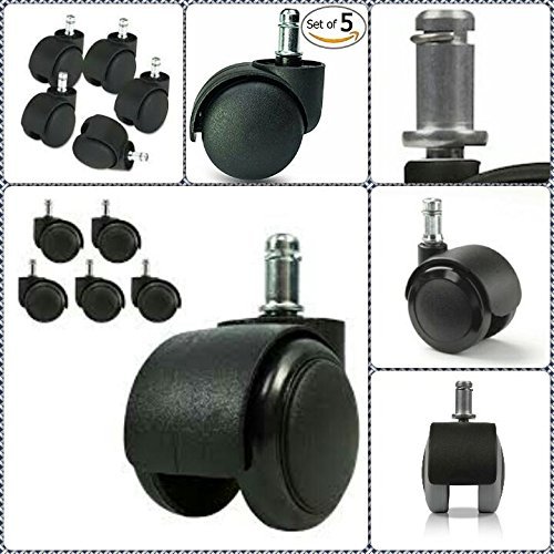 Image of Breewell 360 Degree Swivel Rotation Chair Wheel for Universal Standard Size Revolving Chairs Pin Type-(5 Pieces)