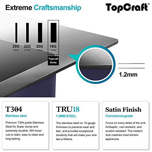 Topcraft Kitchen Sink Double Bowl 33-Inch Undermount Kitchen Sink Stainless Steel Kitchen Sink 60/40 Kitchen Sinks- Hro3319 #TOP5