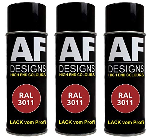 Alex Flittner Designs 3x RAL Lackspray Autolack Buntlack Spraydose RAL3011 BRAUNROT matt