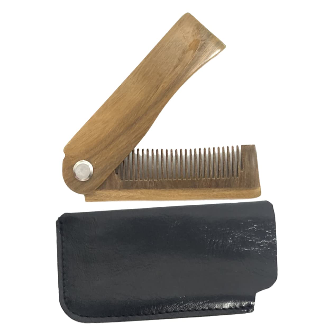 OSOLADY 1Set Beard Comb with Case Portable Folding Comb for Men Travel Hair Accessory for Grooming and Styling Durable Wooden Hair Supply Compact and Lightweight