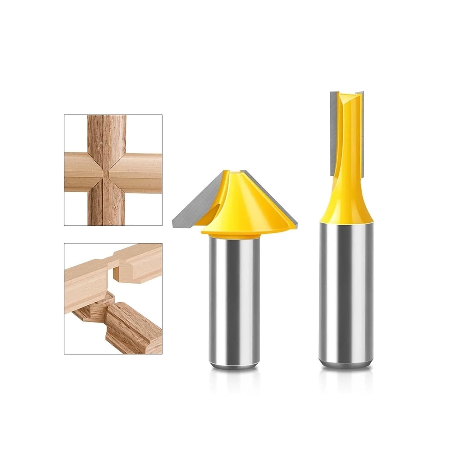 2Pcs 1/2" Shank Solid Carbide V-Shape Tenon Milling Cutter Flat Bit for Wood Door & Window(02)