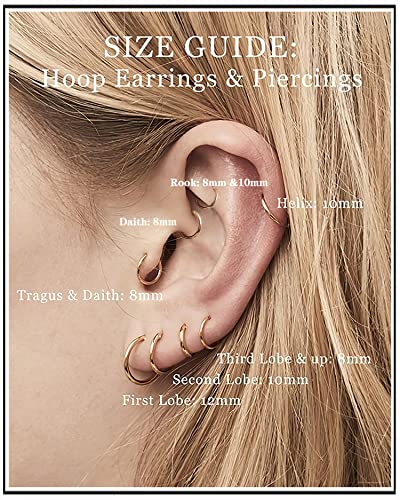 Unisex Dainty Tiny 18k Real Gold Plating Cartilage Huggie Hoop Earrings, 16G Surgical Steel Small Endless Hinged Hoops Earring for Earlobe Cartilage Helix Rook Daith Conch Nose Lip Body Piercing Jewelry2