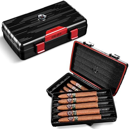 CIGARLOONG Cigar Humidor Viaje Cigar Caso Doble Capa con Higrómet...