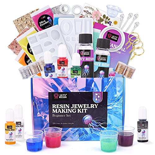 LETâ€™S Resin Resin Jewelry Making Kits, 129 Pcs Resin Kits and Molds Complete Set with Pigment Gloves,Tools, Epoxy Resin Jewelry Making Kit for Casting Resin Art