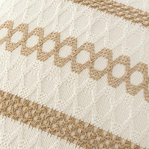 Image of MIULEE Set of 2 Neutral Boho Decorative Pillow Covers 20x20 Inch Farmhouse Rustic Couch Throw Pillows Modern Spring Cotton Cushion Covers Retro Cute Macrame Woven Home Decor for Bed Sofa Chair