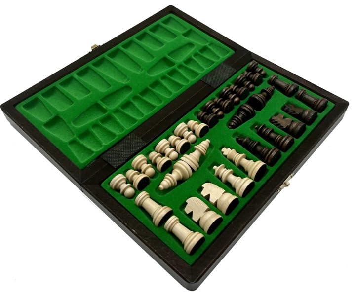 Gra w Szachy – Szachy Magnetyczne Czerń – składana szachownica | 27 x 27 cm | z drewna i 32 figurki szachowe – Chess Set