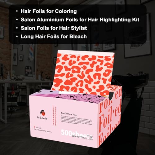 5×11\" Pop-up Silver Embossing Hair Foil, 500 Sheets Per Box, Hair Foils for Coloring, Salon Aluminium Foils for Hair Highlighting Kit & Salon Foils for Hair Stylist, Long Hair Foils for Bleach
