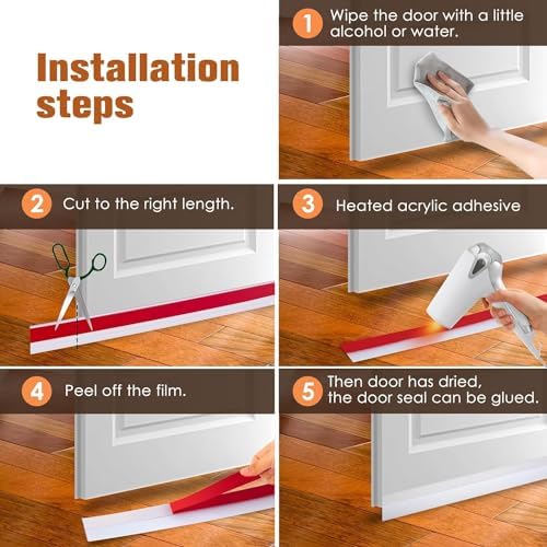 Image of Silicone Self-Adhesive Door and Window Shield Tape - Bottom Sealing Strip for Home Weather Stripping, Air Gap, Sound and Dust Proof (Transparent)