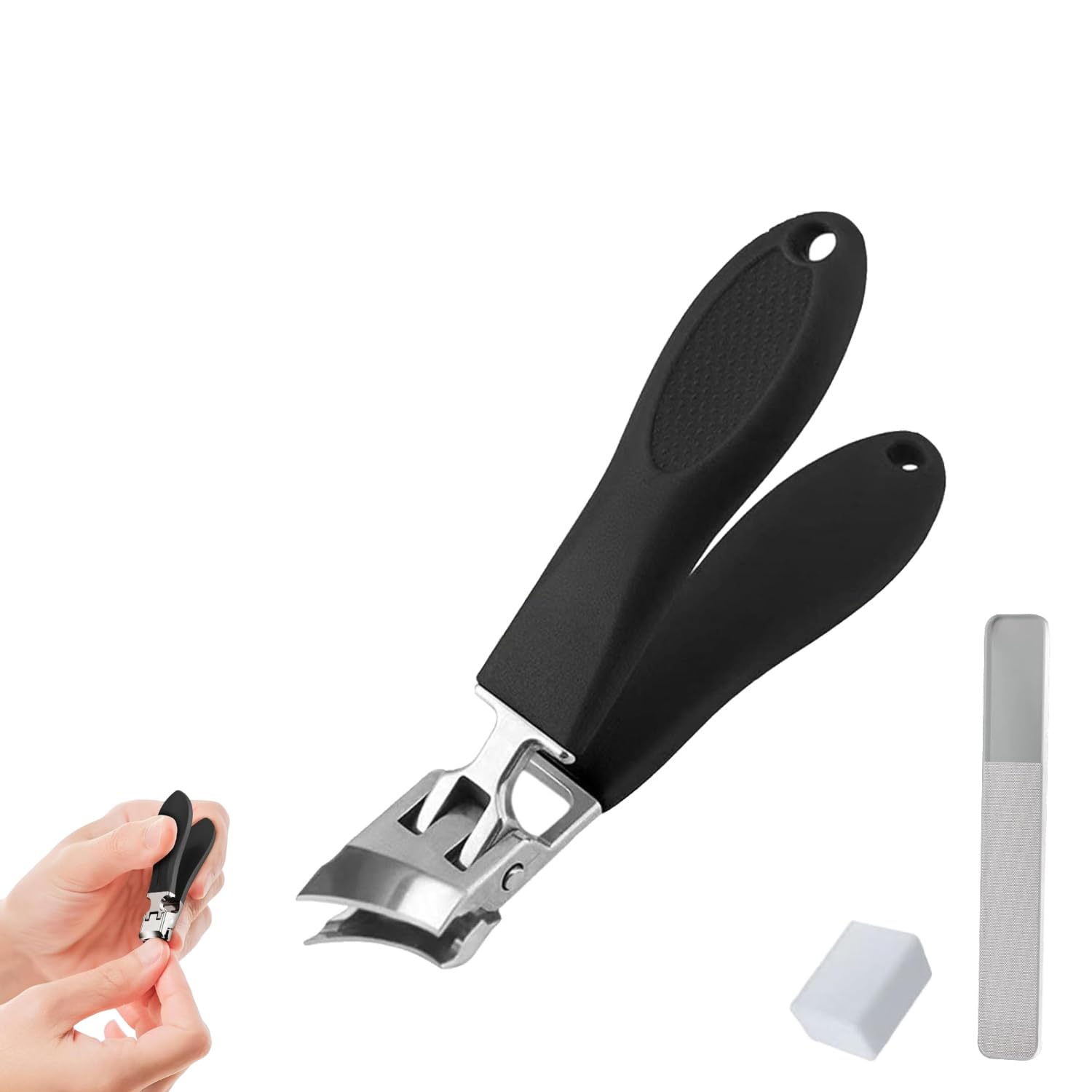 Wide Jaw Opening Anti-Splash Slanted Nail Clipper, Slanted Nail Clippers - No Splash Nail Trimmer for Men Women, Long Handle Curved Toenail Clippers