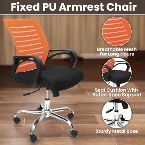 Image of Ngfc Office Chair for Home with Back Support Arm Rest 360 Degree Rotating Office Chair with Tilt Lock Mechanism High Comfort Seating Ergonomic Chair for Home & Office (2, Orange)