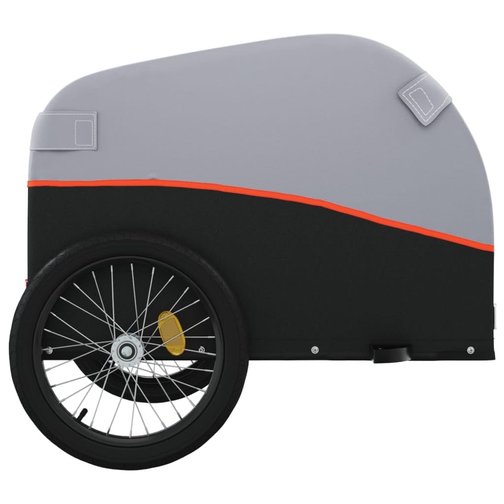 Remorque de Vélo vidaXL Chariot de Transport avec Barre d'Attelage 45 kg Noir et Orange