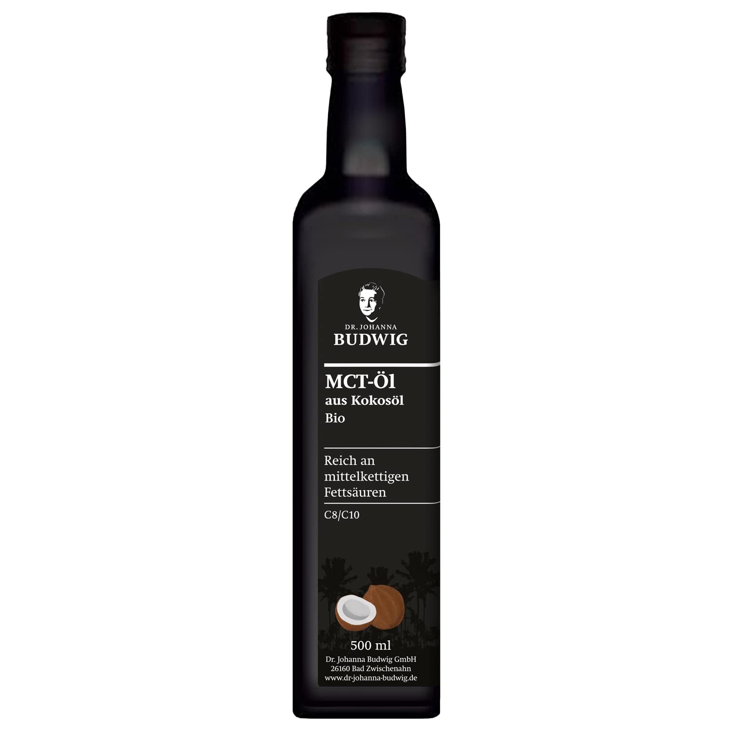 Dr. Budwig Kokosöl Bio MCT Öl (500ml) - nativ kaltgepresst - C8 & C10 Fettsäuren - vegan & ketogene Ernährung - flüssig - geschmacksneutral - mct oil - Ketone zum trinken - laborgeprüft - kokosnussöl