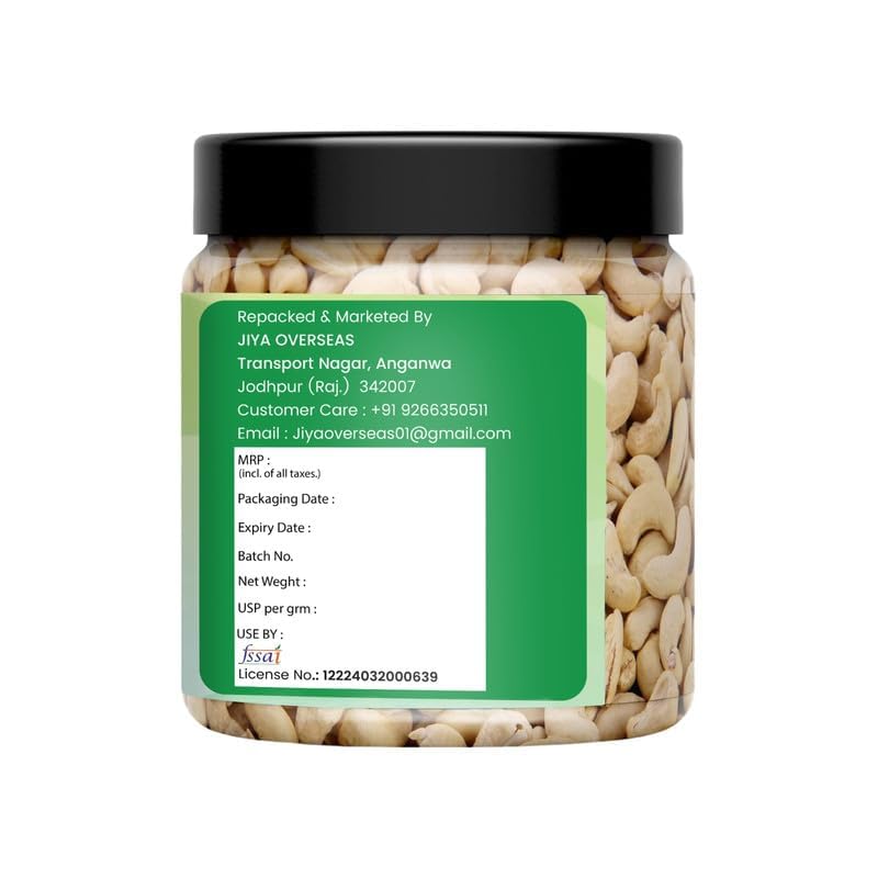 Image of MarwarBites Whole Cashews 500gm | Crunchy & Unsalted Whole Cashews | Kaju Dry Fruit Rich in Protein & Fiber | Freshly Packed in Reusable Jar | Healthy Vegan Snack