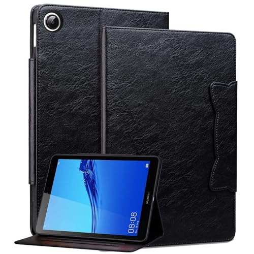 Bxithnr Funda para Huawei Mediapad M5 Lite 8 Pulgadas Tablet Carcasa PU + TPU Cuero Flip Case Cover con Función de Soporte - Negro