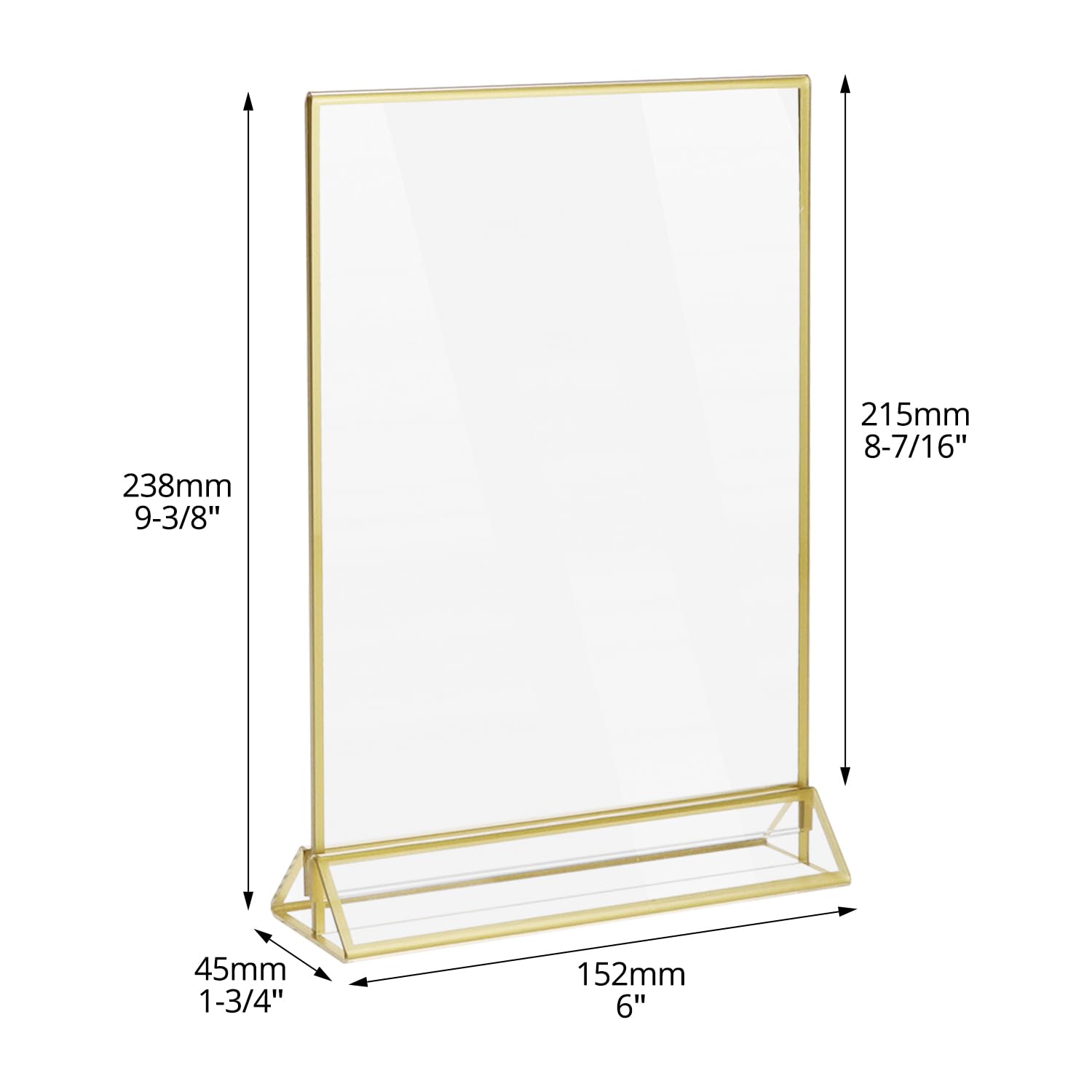 QWORK® 6 Pièces Cadres Photo Doré, Cadre Photo A5 en Acrylique, Porte-numéro de Table Double Face, pour Mariage, Restaurant