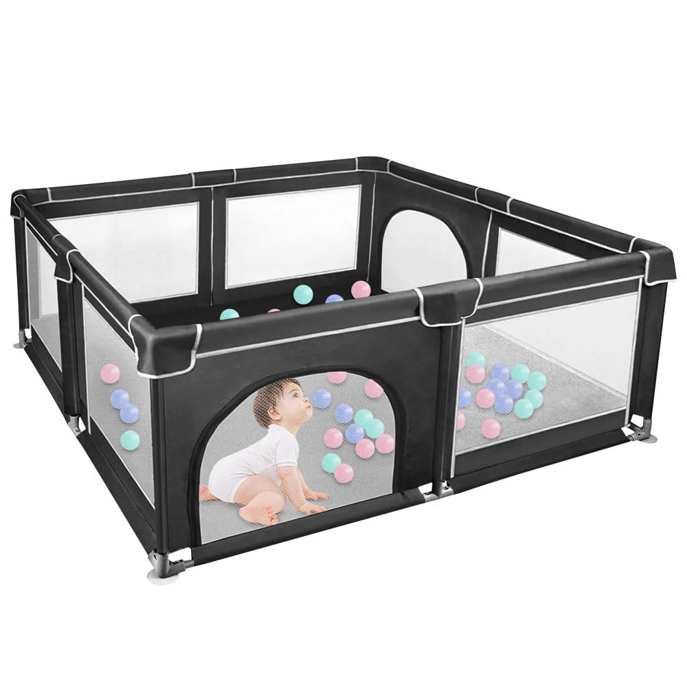 XANNI Parque bebé 180 x 150 cm, parque infantil con bolsa de almacenamiento con cremallera redonda, gran parque infantil para interior y exterior