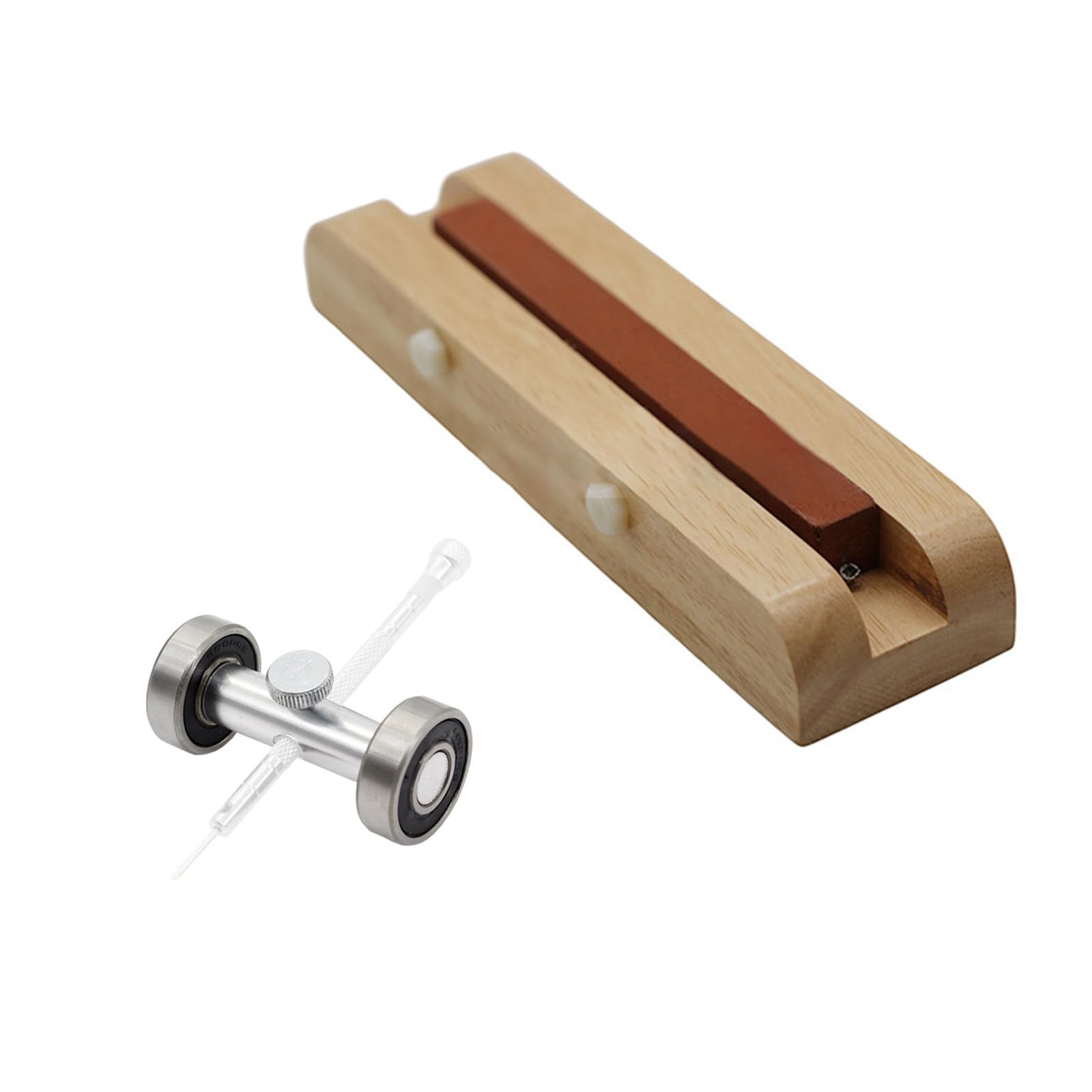 SUZLAZYR Watch Screwdriver Grinding Tool, Screwdriver Sharpening Stone with Wooden Base Guide Screw Driver Holder Watch Repair Tools for Watchmaker Screwdrivers