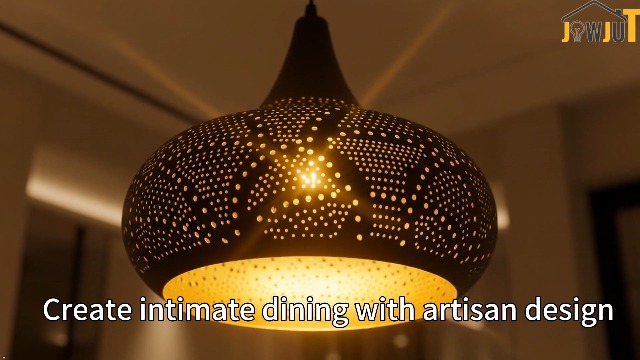 Image of Black Pendant Light Fixture Vintage Hanging Lamp Hollow Chandelier