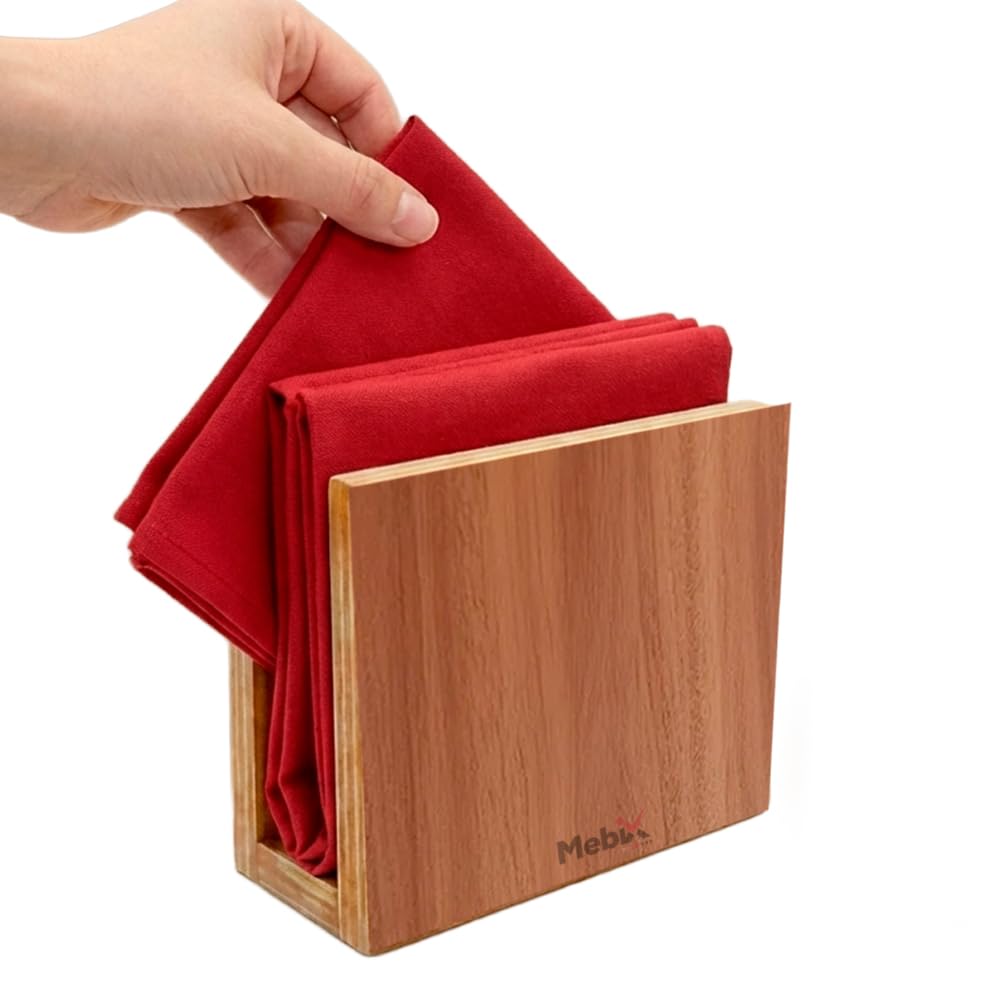 Mebix TRD Servilletero para mesa de madera hecha a mano, servilletero multiusos de gran capacidad