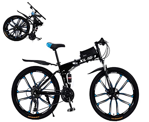 Vélo pour gar?on fille femme et homme Cadre en acier au carbone léger 26 Pouces Vélo Tout Terrain vélo ville urbain vélo pliable vtt vélo adulte Le choix parfait pour les amateurs de cyclisme/Noir