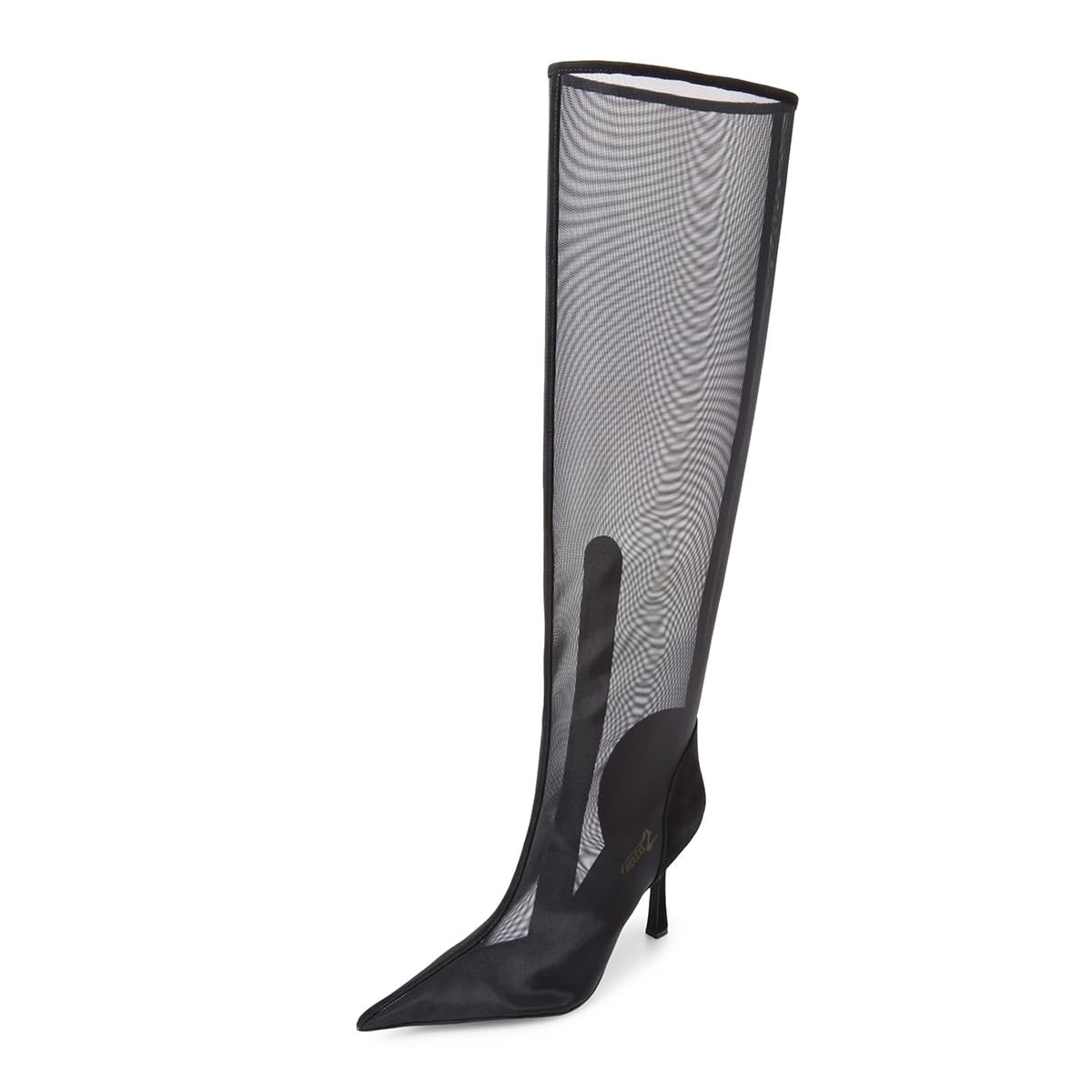 Zszszsu Womens Pointy Toe Knee High Mesh Boots Stiletto High Heels Stylish Tall Boots Shoes with Side Zipper