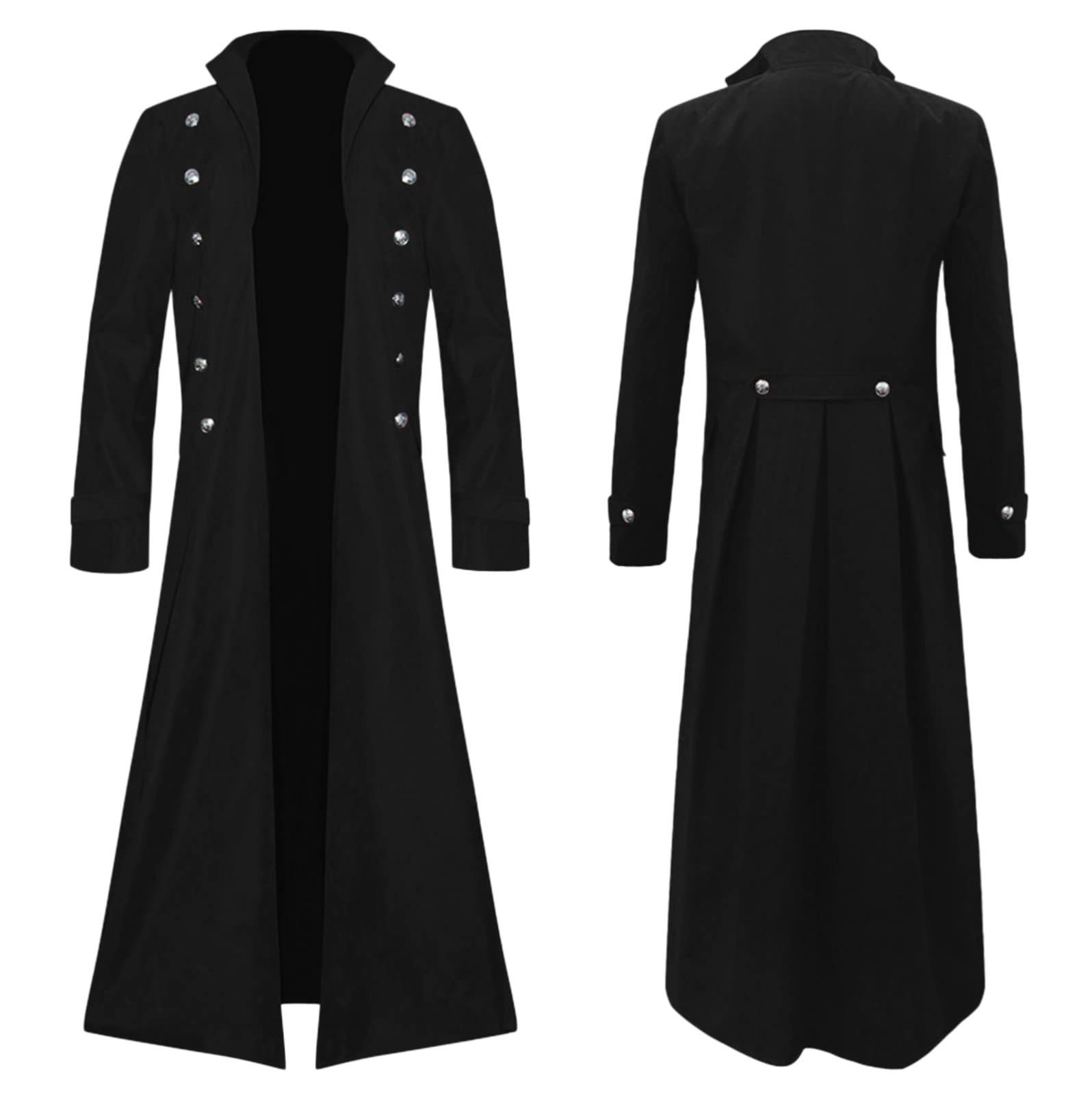Veste Chaude Homme Gothique - Hommes Gothique Steampunk Queue De Pie Veste Adulte Pas Cher Redingote Manteau Long Cosplay Steampunk Gothique Revers Costumes Uniforme Smoking Manteau Pas Cher