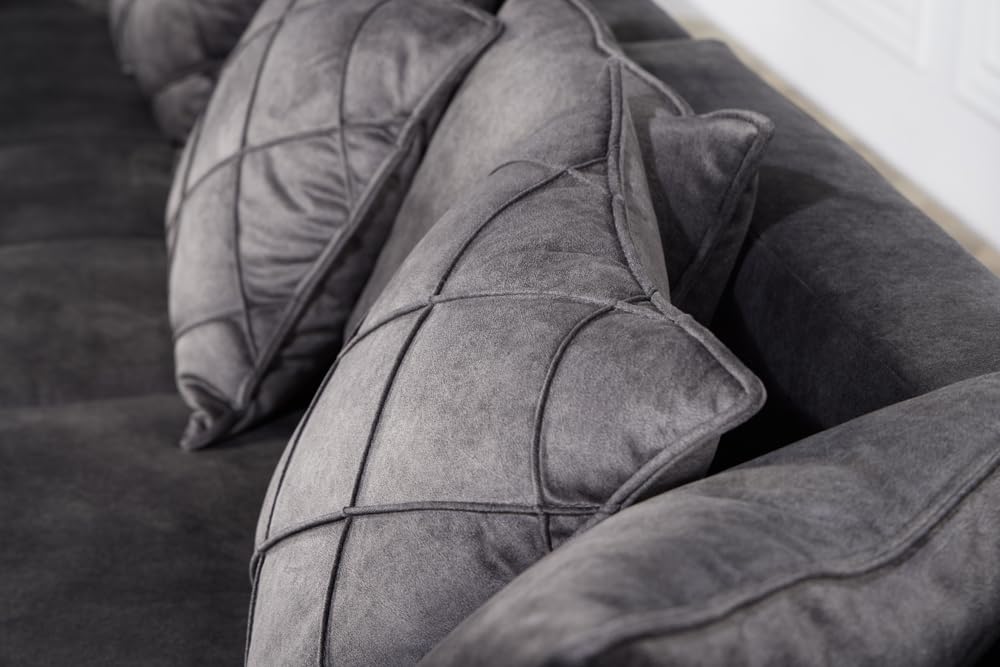 XXL Ecksofa DECADENCIA - 320cm - dunkelgrau - Samt - inkl. Kissen